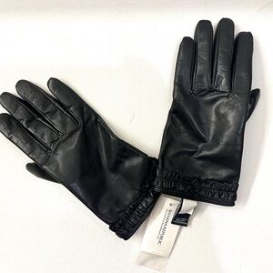 NWT Banana Republic 100% Genuine Leather Wool Lining Gloves BLACK Sz Medium